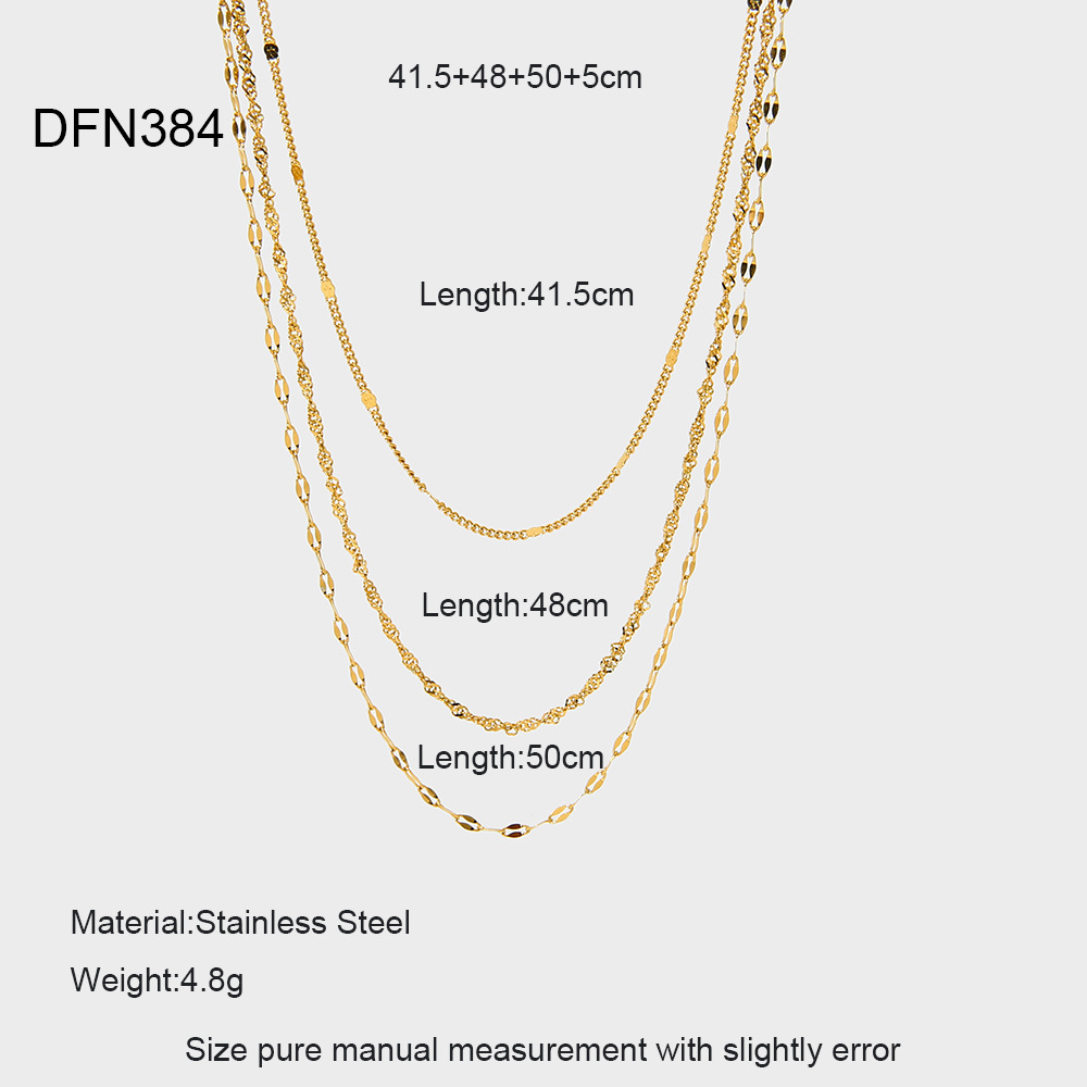 Colliers Superposés Pour Femmes, En Acier Inoxydable Imperméable, Collection Simple Series Daily Chain