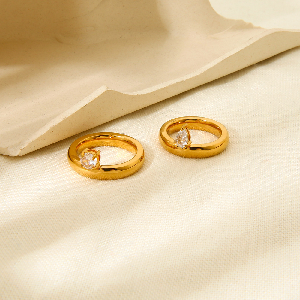 Bague Femme Étanche En Acier Inoxydable, Forme Goutte Simple Image3