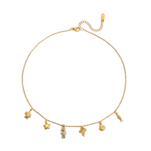 Collier Pendentif Femme En Acier Inoxydable Doré, Motif Coquillage, 1 Pièce h5