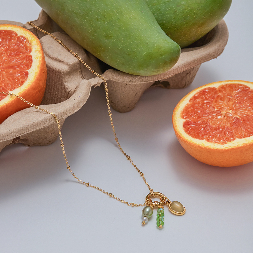 Collier Pendentif Trèfle Personnalisable En Acier Inoxydable, Étanche, Couleur Or, Pour Femme (1 Pièce) Image5
