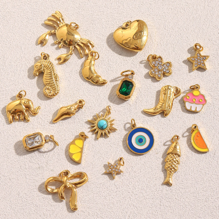 1 paire de pendentifs pour femmes, collection Simple, motif animaux mignons, en acier inoxydable étanche