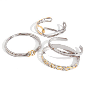 Bracelet Jonc Annulaire Étanche En Acier Inoxydable De Couleur Assortie Pour Femme (1 Pièce) h5 Image5