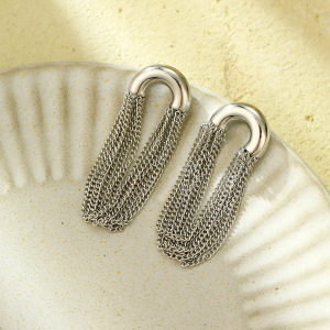 Boucles D'Oreilles Pendantes Pour Femmes, En Acier Inoxydable Imperméable, Couleur Or, Avec Pompon h5 Image4