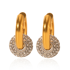 Boucles D'Oreilles Pendantes Pour Femmes, Style Géométrique Simple, En Acier Inoxydable Étanche Avec Zircon. h5 