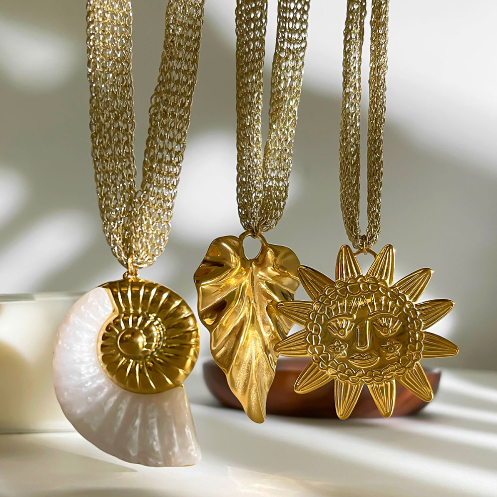 Collier Pendentif En Acier Inoxydable Doré, Étanche, 1 Pièce Image3