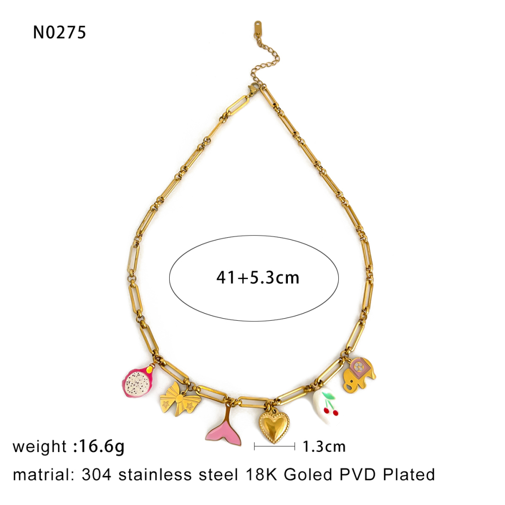 Collier Pendentif Étanche En Acier Inoxydable Couleur Or (1 Pièce) Image2