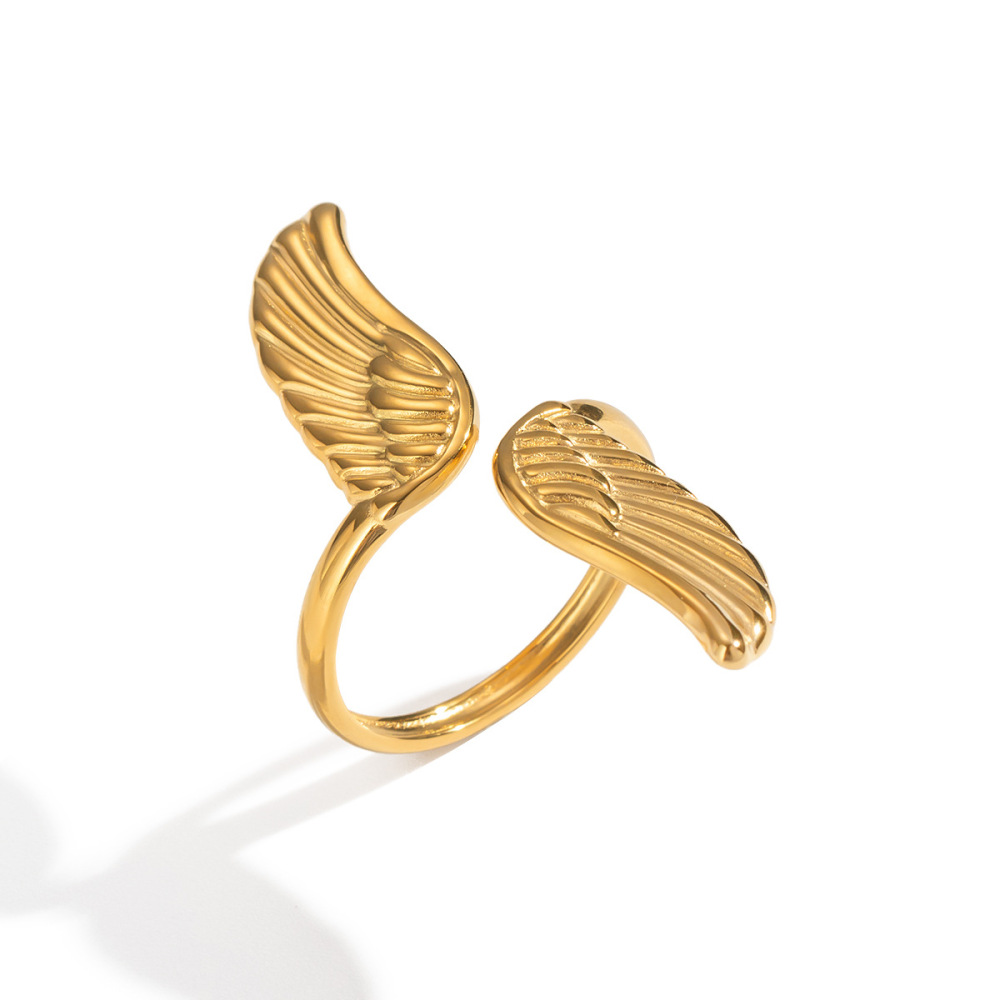 Bague Statement Wings En Acier Inoxydable Étanche Couleur Or (1 Pièce) Image5