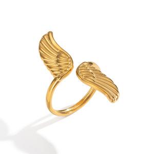 Bague Statement Wings En Acier Inoxydable Étanche Couleur Or (1 Pièce) h5 Image5