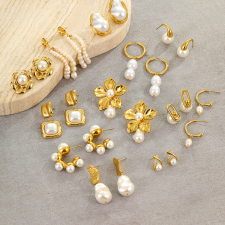 Boucles d'oreilles pendantes pour femmes, collection Daily Flower, en acier inoxydable étanche, de la gamme Luxurious Series
