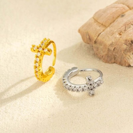 1 pièce délicate croix cuivre couleur or zircon nez pour femme