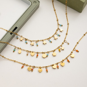 Collier Pendentif Femme En Acier Inoxydable Doré, Délicat Et Mignon, En Forme De Cœur, Étanche (1 Pièce) h5 Image5