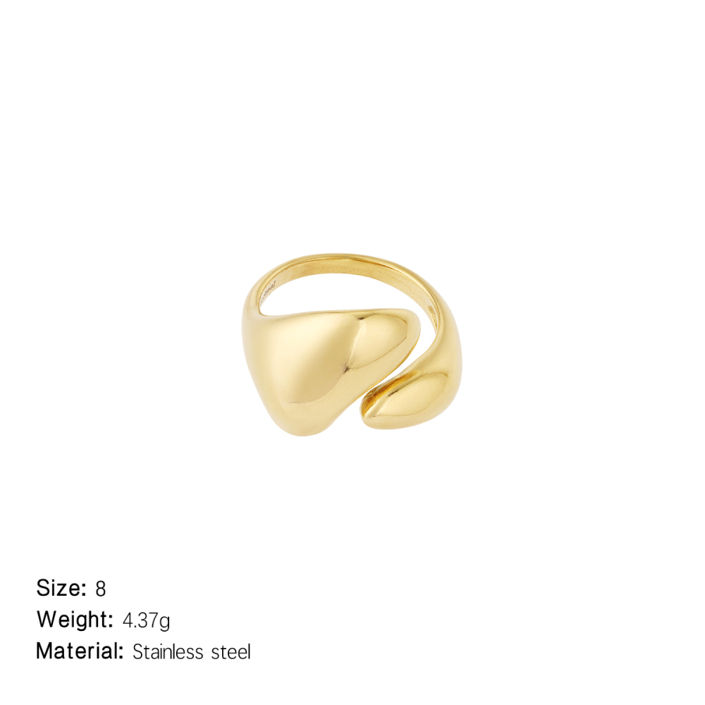 Bague Simple Classique Géométrique En Acier Inoxydable Étanche Couleur Or (1 Pièce) Image2