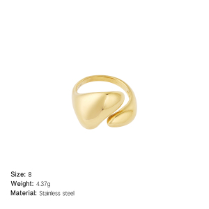 Bague Simple Classique Géométrique En Acier Inoxydable Étanche Couleur Or (1 Pièce) h5 Image2