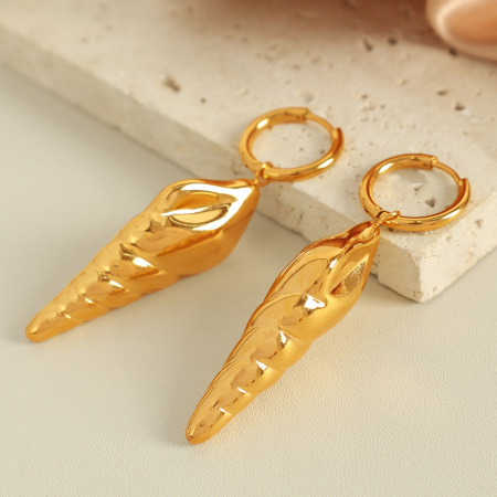 1 paire de boucles d'oreilles pendantes en acier inoxydable étanche couleur or 2