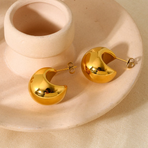 1 Paire De Boucles D'Oreilles Puces Géométriques Simples Pour Femme, En Acier Inoxydable Étanches. h5 Image4