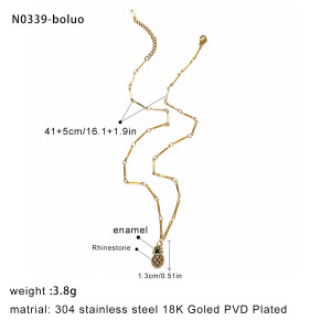 Collier Pendentif En Acier Inoxydable Doré, Étanche, En Forme De Fruit (1 Pièce) h5 Image2
