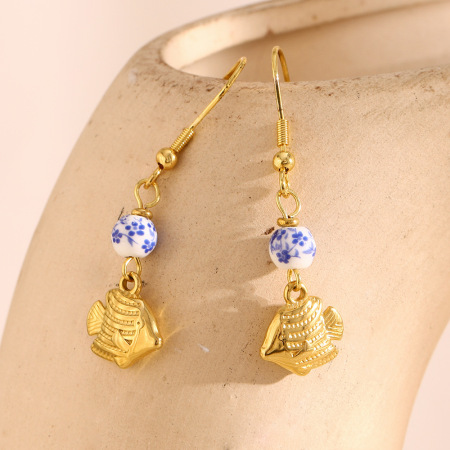 Boucles d'oreilles pendantes pour femmes, motif animaux de vacances, en acier inoxydable étanche, collection Simple Series