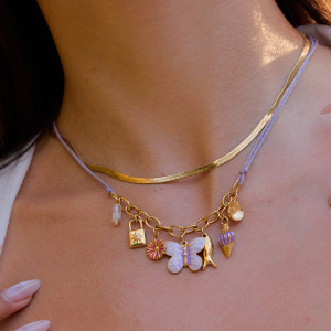 Collier Tressé Pour Femme, Collection Romantique, Motif Papillon Naturel, En Acier Inoxydable, Couleur Or, Étanche (1 Pièce) h5 Image3