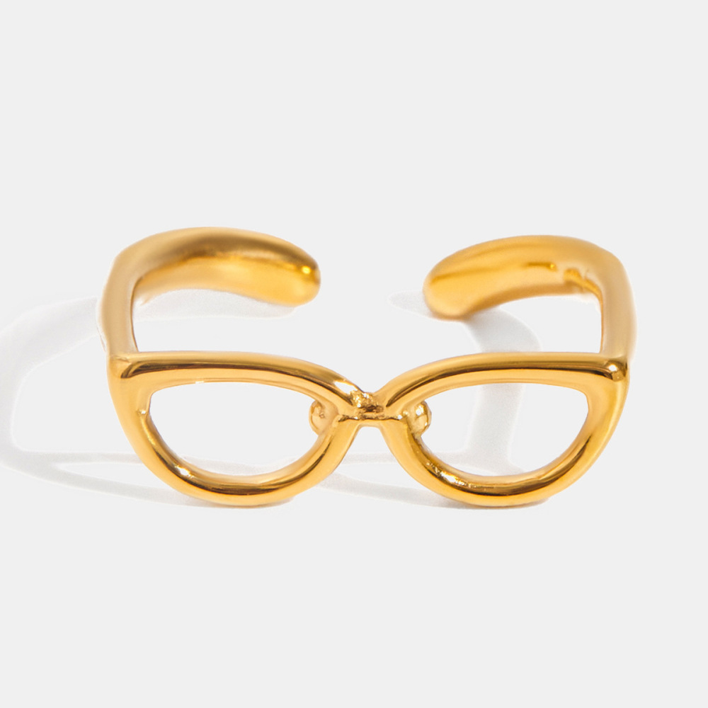Lunettes De Style Personnalisées, Forme Originale, En Acier Inoxydable Étanche, Couleur Or, Bagues Tendance h5Image3