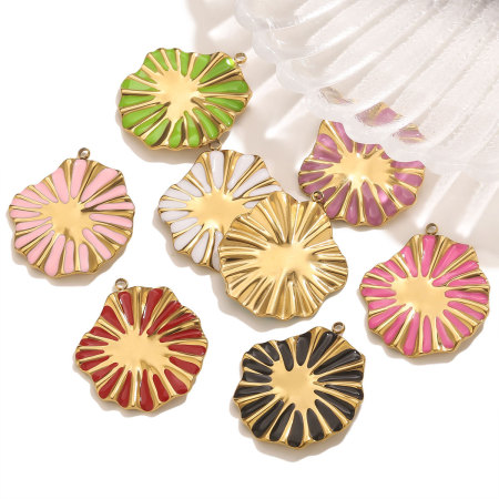Pendentif femme étanche en acier inoxydable à motif floral (1 pièce)