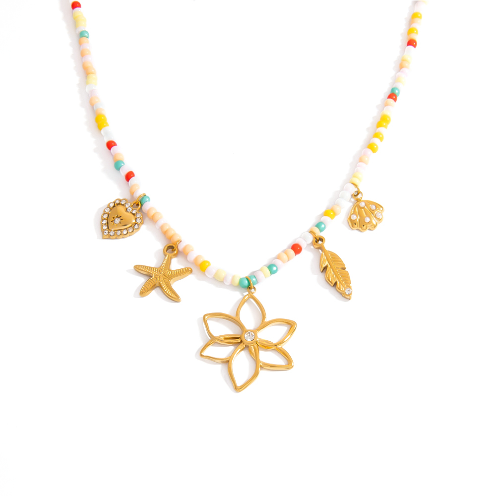 Collier De Perles À Breloques En Forme De Fleur, 1 Pièce 