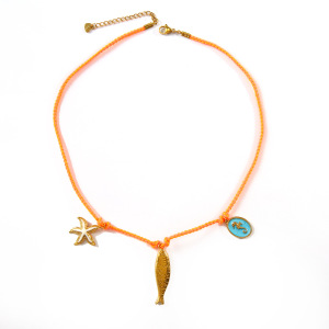 Colliers Pendentifs Pour Femmes En Acier Inoxydable Doré, Motif Poisson À Contraste De Couleurs h5 Image8