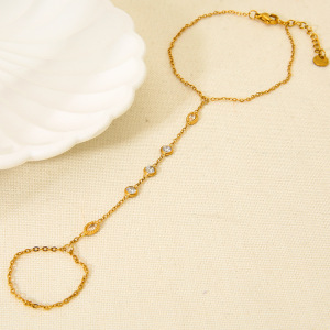 Bracelet En Acier Inoxydable Étanche, Couleur Or, Avec Zircon, À Relier Au Doigt (1 Pièce). h5 Image3