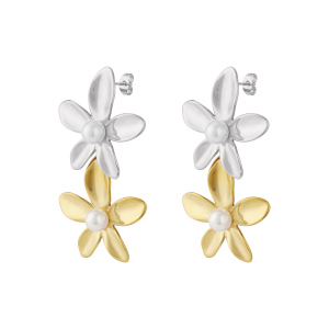 Boucles D'Oreilles Pendantes Pour Femme, Collection « Sweet Flower », En Acier Inoxydable Doré, Étanches, 1 Paire h5 