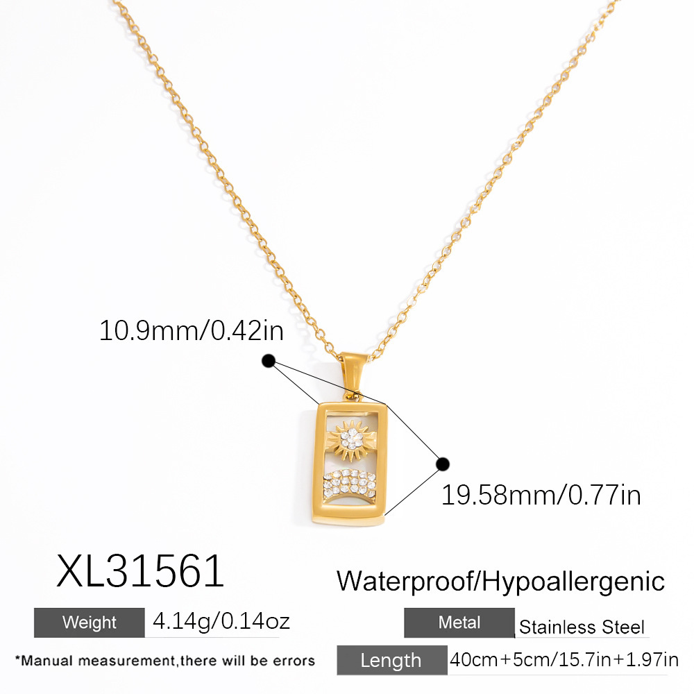 Collier Pendentif Tarot Étanche En Acier Inoxydable (1 Pièce) Image2