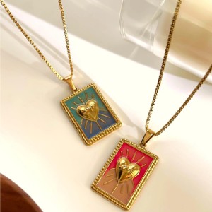 Collier Pendentif En Acier Inoxydable Étanche En Forme De Cœur, Motif Tarot h5 Image5