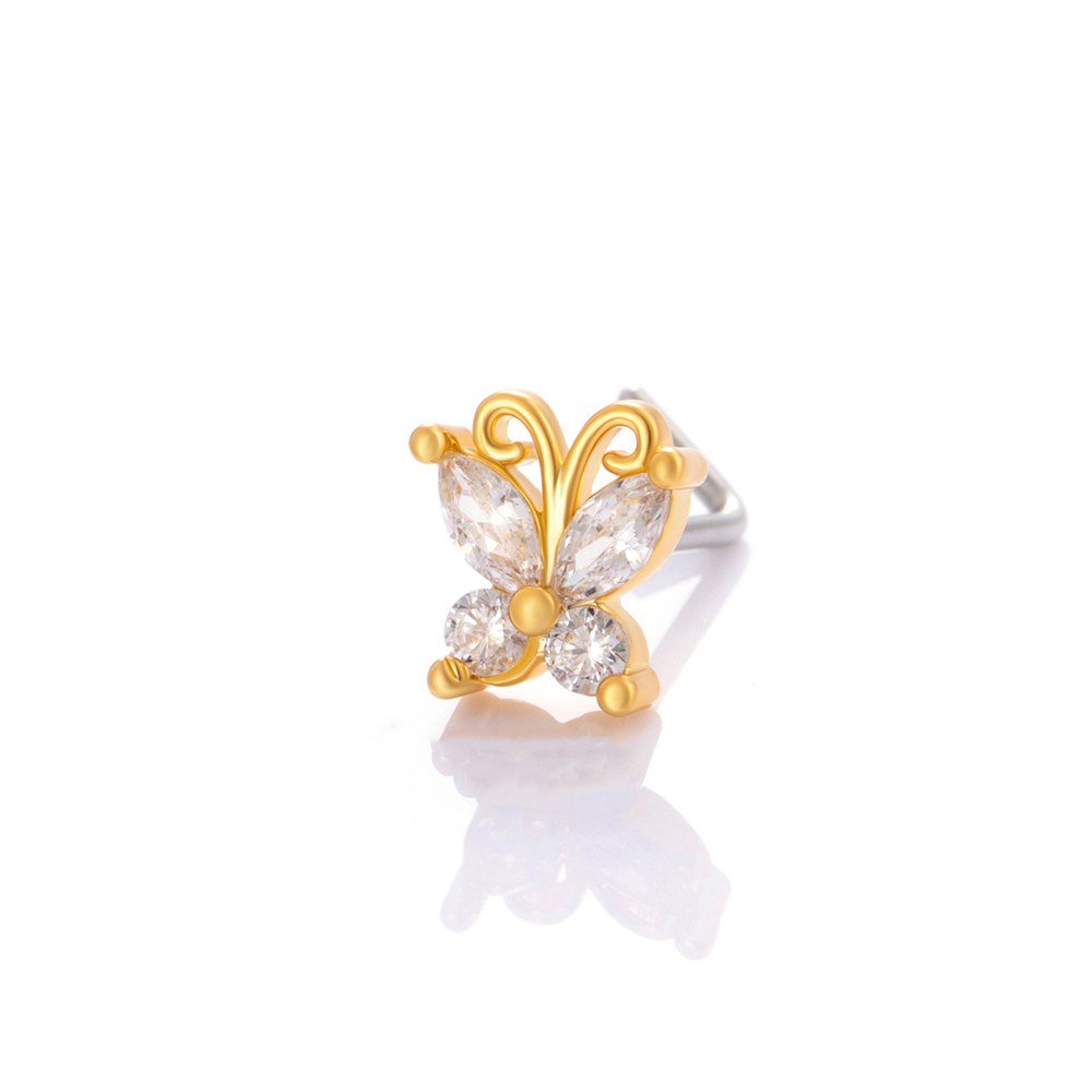 1 Pièce De Piercing De Nez En Zircon Couleur Cuivre Doré