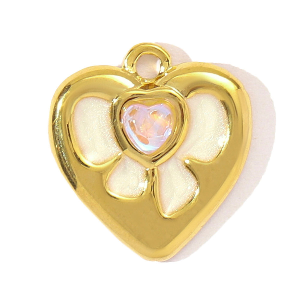 Pendentif Femme En Forme De Cœur, En Acier Inoxydable Étanche, Couleur Or (1 Pièce) 