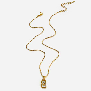 Collier Pendentif En Acier Inoxydable Doré, Étanche, En Forme De Cœur Émaillé h5 