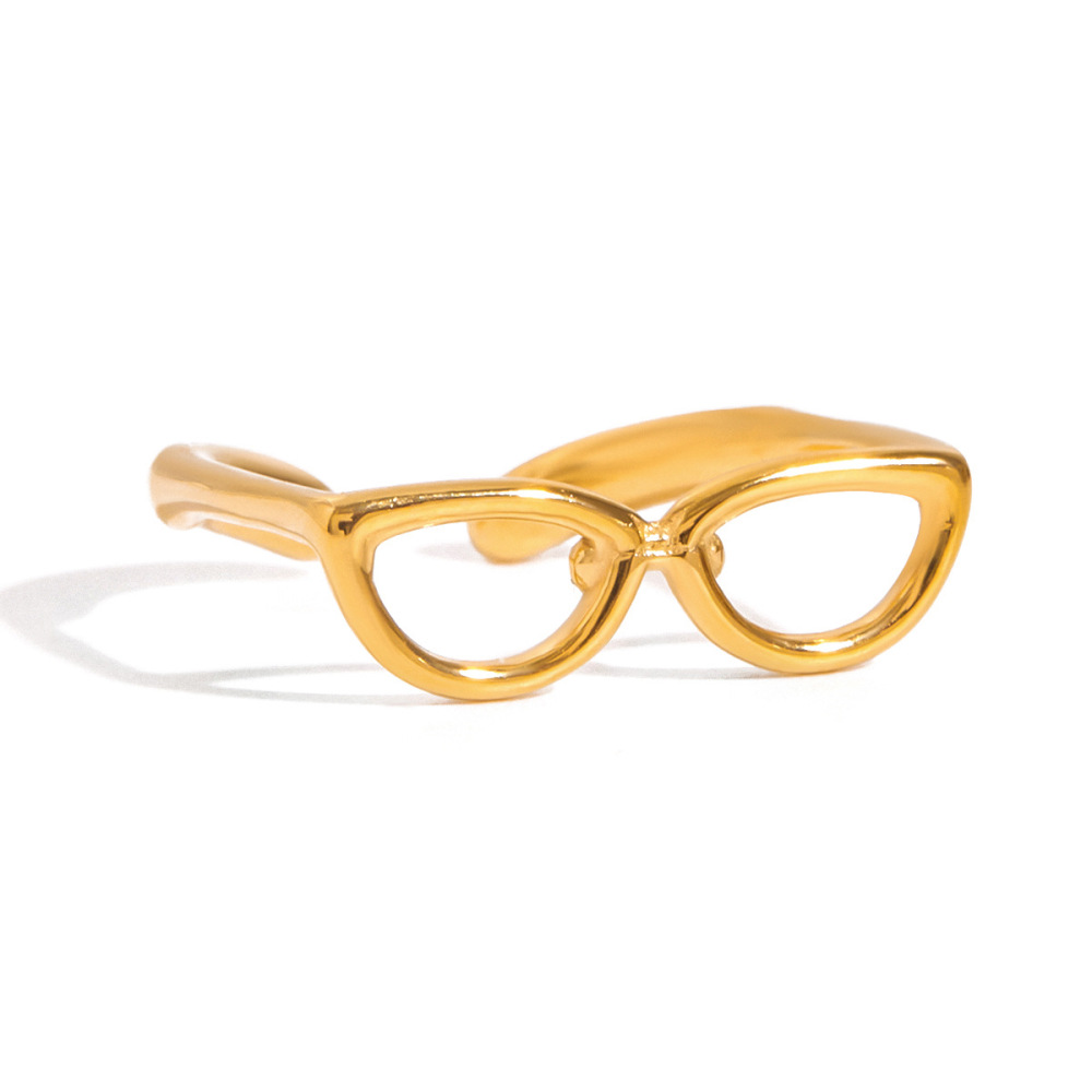 Lunettes De Style Personnalisées, Forme Originale, En Acier Inoxydable Étanche, Couleur Or, Bagues Tendance
