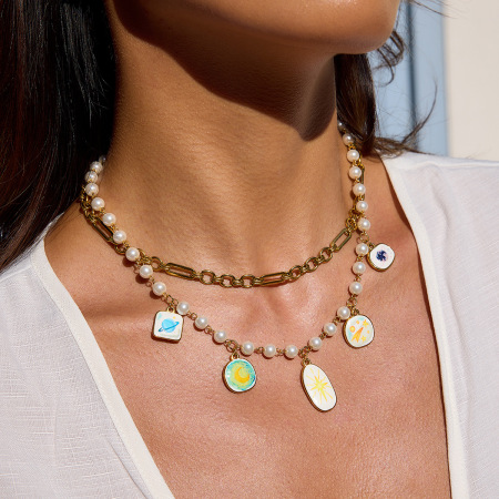 Collier Pendentif Femme En Acier Inoxydable Doré, Motif Étoile Romantique Et Élégante (1 Pièce)