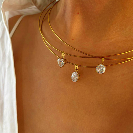 Collier pendentif simple en acier inoxydable étanche couleur or (1 pièce) 2