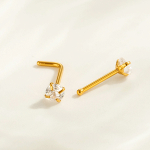 Piercing De Nez Pour Femme En Forme De Cœur, En Acier Inoxydable Étanche, Couleur Or Et Zircon (1 Pièce). h5 Image5
