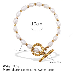 Collier De Perles Couleur Or 1 Pièce h5 