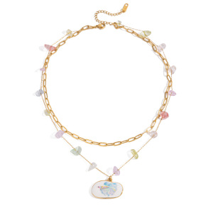 Collier Pendentif Femme En Acier Inoxydable Doré, Motif Poisson Tropical (1 Pièce) h5 