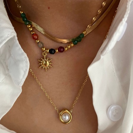 Collier pendentif étanche en acier inoxydable couleur or (1 pièce) 2