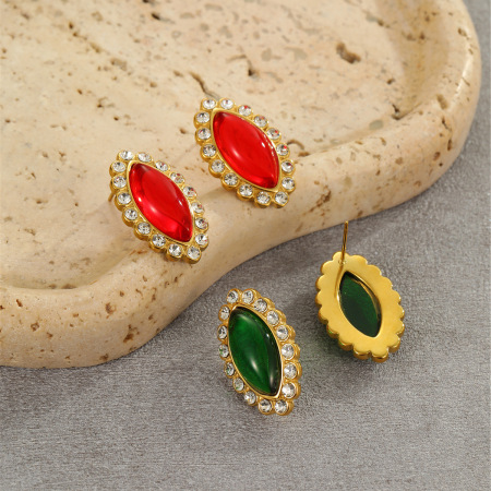 Boucles d'oreilles puces pour femmes, luxueuses, rétro, géométriques, en acier inoxydable étanche. 2