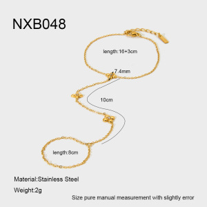 Bracelet À Nouer Au Doigt En Acier Inoxydable Doré, Orné D'Une Fleur (1 Pièce) h5