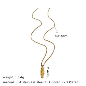 Collier Pendentif En Acier Inoxydable Doré, 1 Pièce, En Forme De Poisson h5 Image2