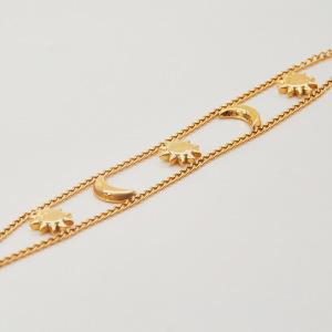 Bracelet Chaîne Femme Rétro Soleil Et Lune En Acier Inoxydable Étanche Couleur Or (1 Pièce) h5 Image5