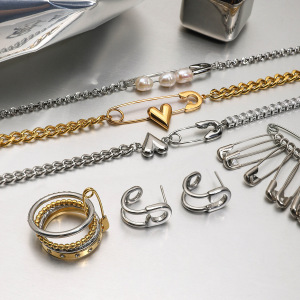 1 Paire De Boucles D'Oreilles Simples En Forme De Broche, En Acier Inoxydable Imperméable, Couleur Or. h5 Image2