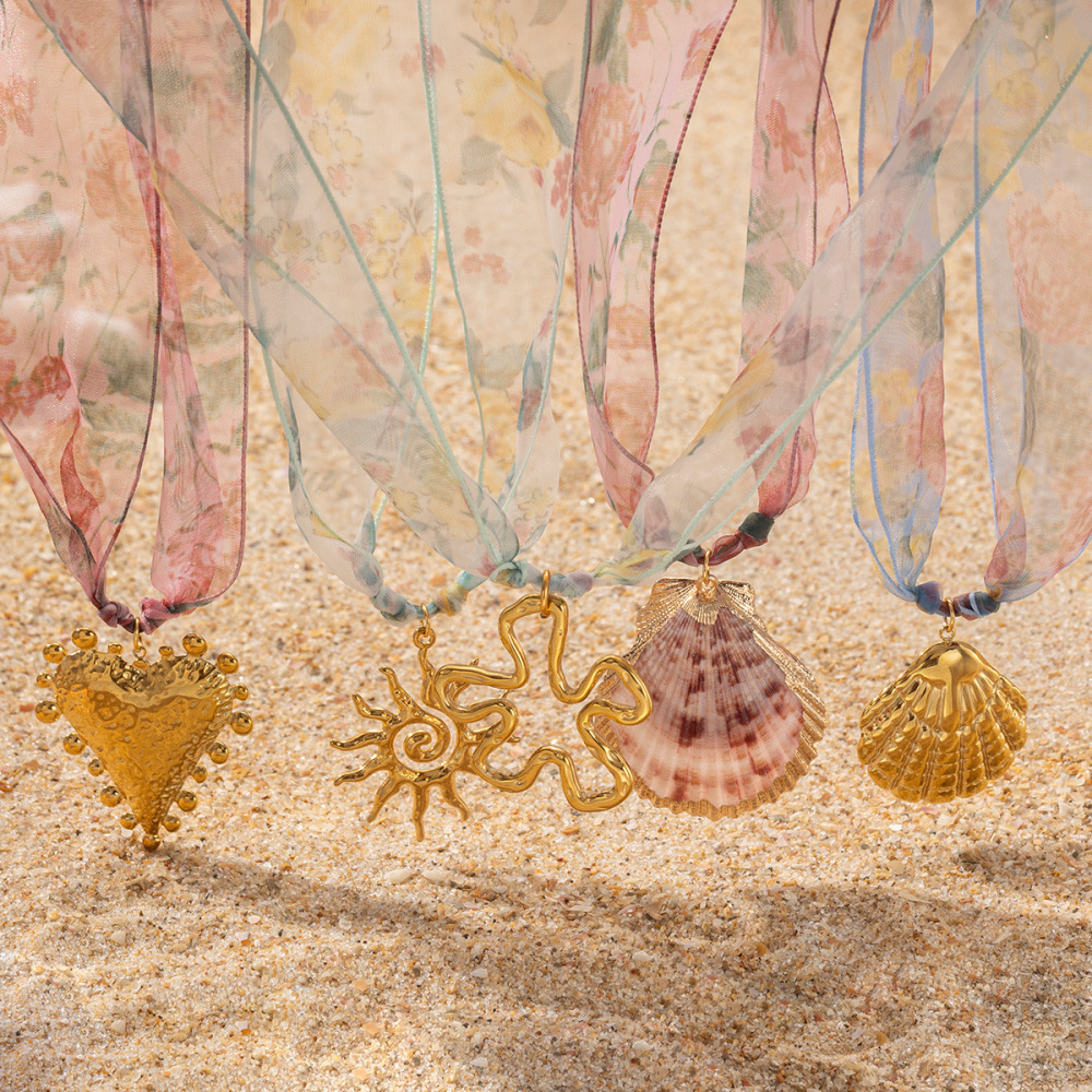 Collier Pendentif Oceanic En Acier Inoxydable Couleur Or, 1 Pièce Image3