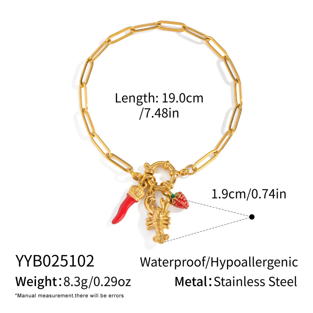 Bracelet À Breloques Étanche En Acier Inoxydable Avec Mousqueton (1 Pièce) 