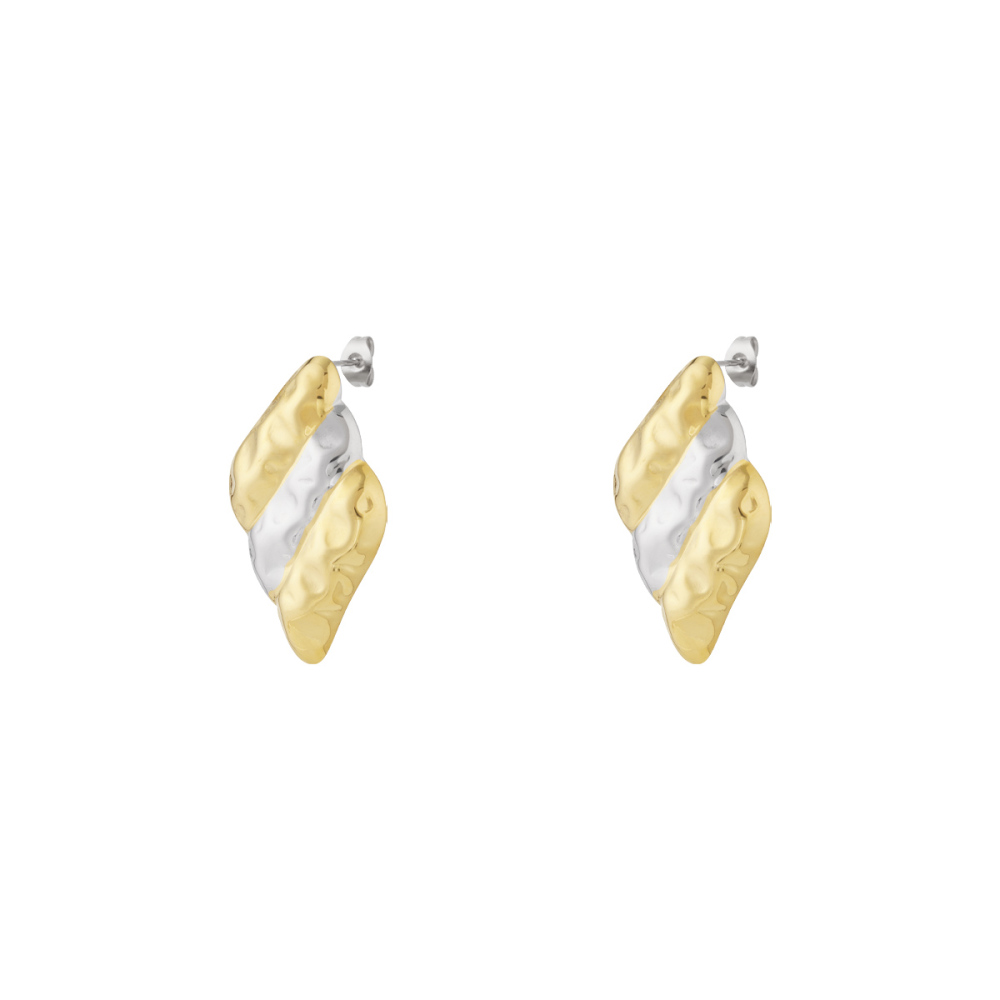 Boucles D'Oreilles Puces Pour Femme, Style Géométrique Décontracté, En Acier Inoxydable, Couleur Or, Étanches, Collection Simple.