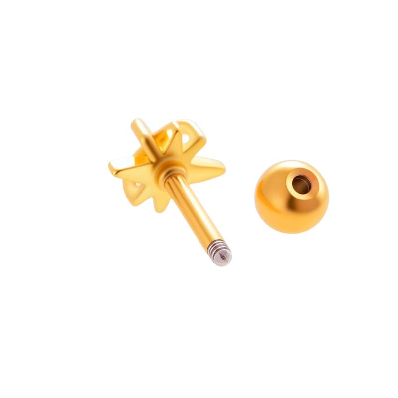 Boucles D'Oreilles Piercing Pour Femme, 1 Pièce, Croix Brillante, Cuivre, Couleur Or, Zircon h5Image6