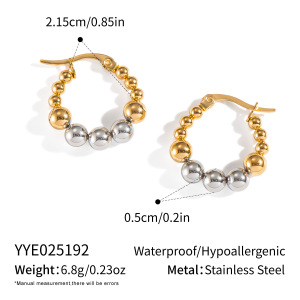 1 Paire De Boucles D'Oreilles Créoles En Acier Inoxydable Étanches, De Couleurs Assorties Et Ornées De Perles. h5 